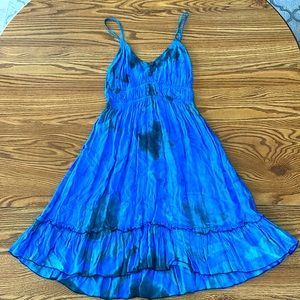 Royal blue & Deep Green Tie Dye Dress Size Small